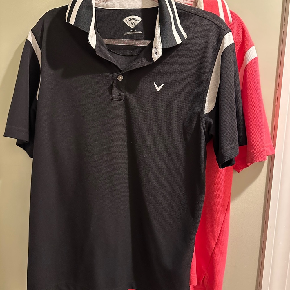 Pair of Callaway Polo Shirts - black & pink